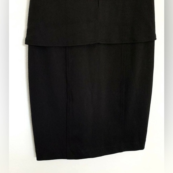 CALVIN KLEIN Petite Faux Leather Trim Peplum Sheath Dress in Black Sz. 6P - NWT - Picture 6 of 10